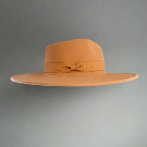 Unbranded Tan Felt Fedora Hat | Wide Brim | EUC